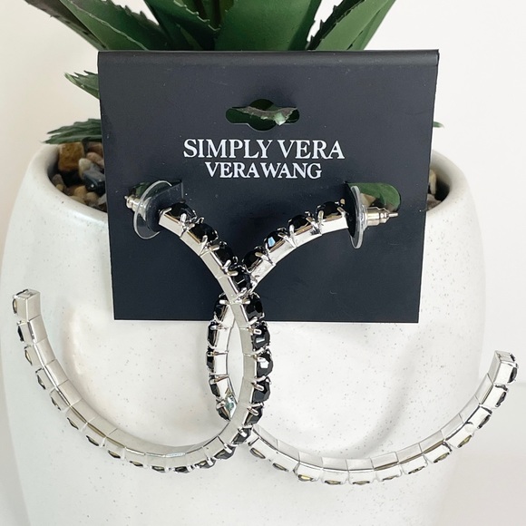 Simply Vera Vera Wang Jewelry - NWT Simply Vera Vera Wang 50% recycled silver black hoop oversized earrings